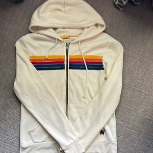 Aviator Nation 5 stripe hoodie - vintage white, size medium